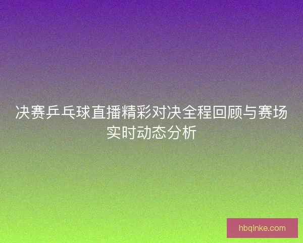 决赛乒乓球直播精彩对决全程回顾与赛场实时动态分析