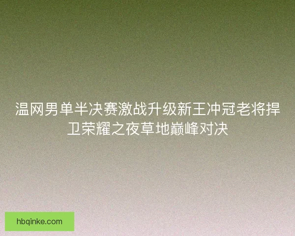 温网男单半决赛激战升级新王冲冠老将捍卫荣耀之夜草地巅峰对决